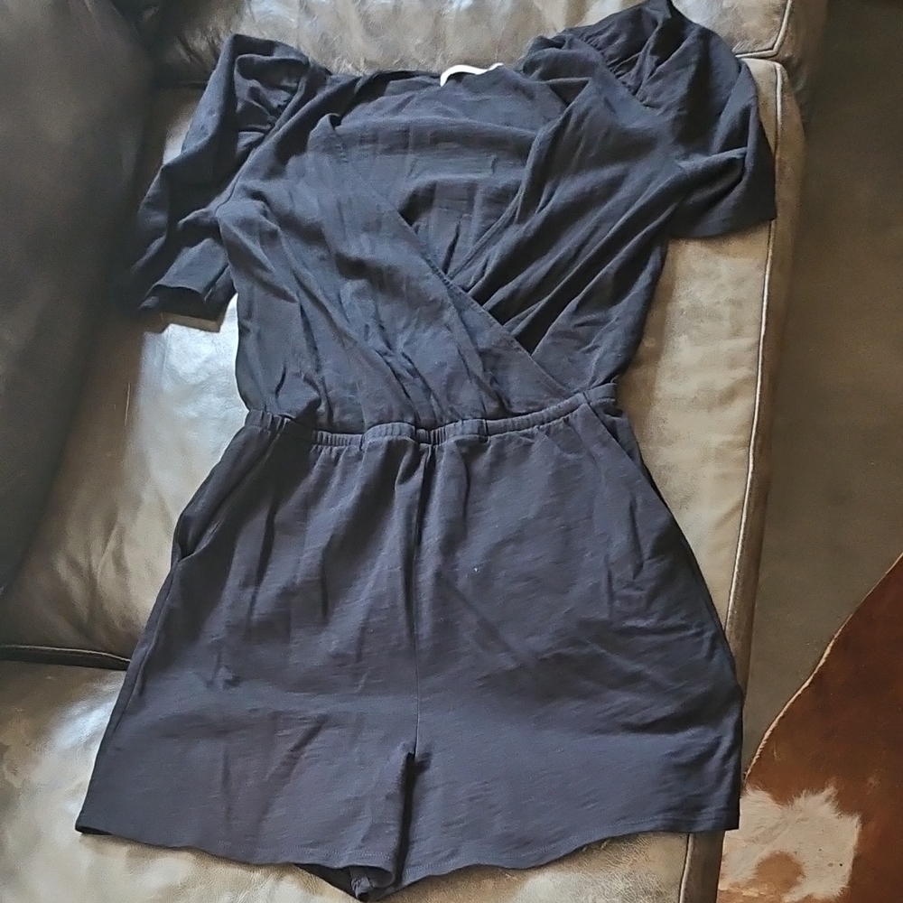 NATIONS Los Angeles Black Cotton Romper Short Suit Size Small